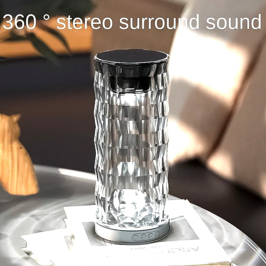 Bluetooth LED Crystal Light Speaker – 360° Sound, Touch Control, Rechargeable