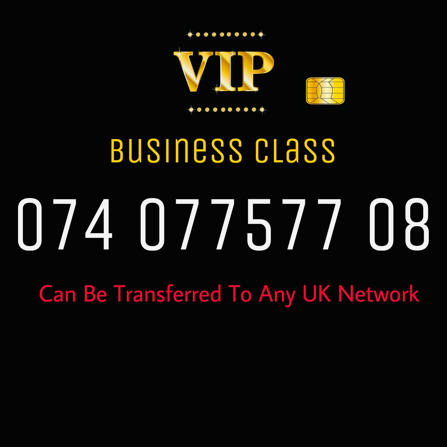 VIP GOLD MOBILE PHONE SIM CARD EASY VIP MEMORABLE NUMBER DIAMOND PLATINUM 074 077577 08