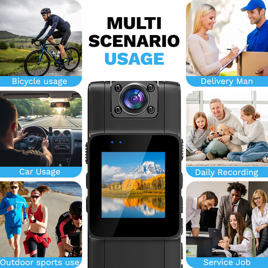 1080P HD Body Camera - Portable Pocket Camera with 180° Rotating Lens & IR Night Vision, USB Rechargeable. Long Battery Life. Portable Recorder for Security, Event Recording, Evidence Collection, Travel, Sports, Hiking, Cycling, Holiday Activities & Vlog