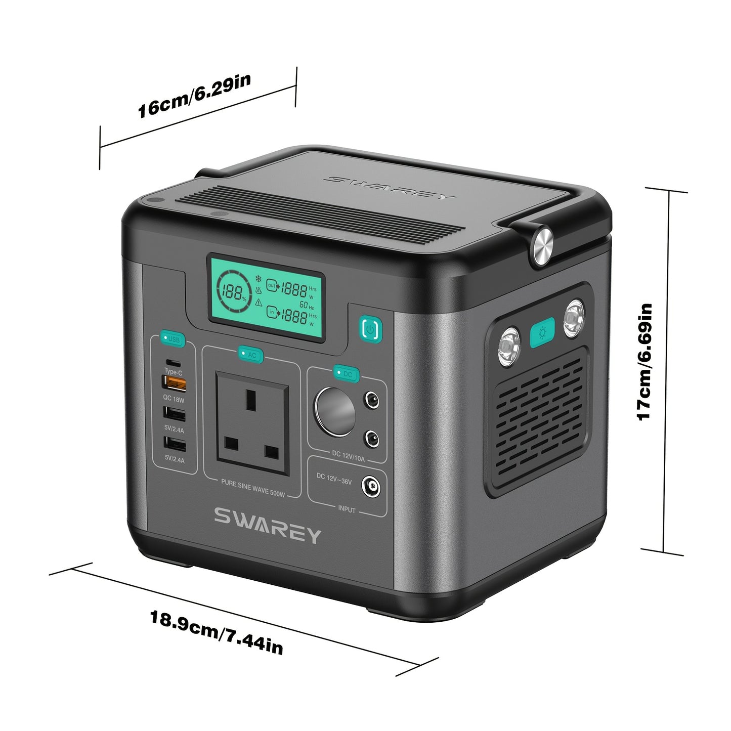Swarey 300W Power Station | 222 Wh Portable External Battery Pack with AC Outlet, PD 65W Fast Charging Laptop Charger for Business, Travel, Camping, Home Emergency Outage, Laptop, Camera