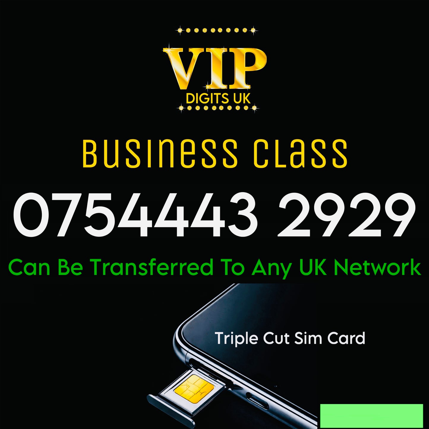 VIP GOLD MOBILE PHONE SIM CARD EASY VIP MEMORABLE NUMBER DIAMOND PLATINUM 07544432 929