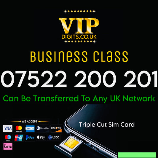 BUSINESS VIP GOLD SIM EASY MEMORABLE MOBILE PHONE NUMBER DIAMOND PLATINUM 075 22200 201
