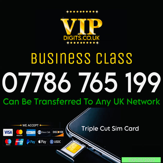 786 GOLD DIAMOND VIP PREMIUM EASY MEMORABLE MOBILE PHONE NUMBER SIM CARD 07786 765 199
