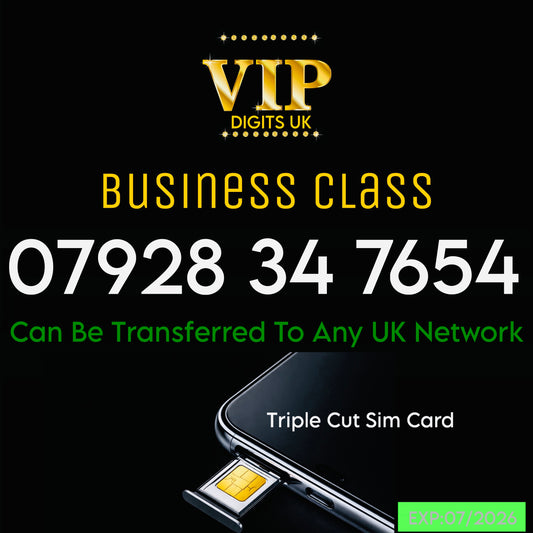 VIP GOLD MOBILE PHONE SIM CARD EASY VIP MEMORABLE NUMBER DIAMOND PLATINUM 07928 34 7654