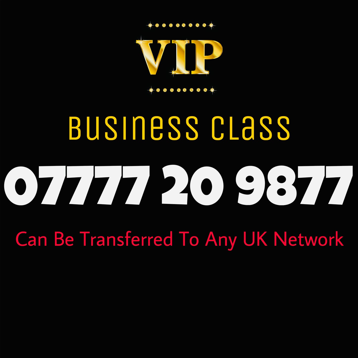 GOLD DIAMOND VIP PREMIUM EASY MEMORABLE MOBILE PHONE NUMBER SIM CARD 07777 20 9877