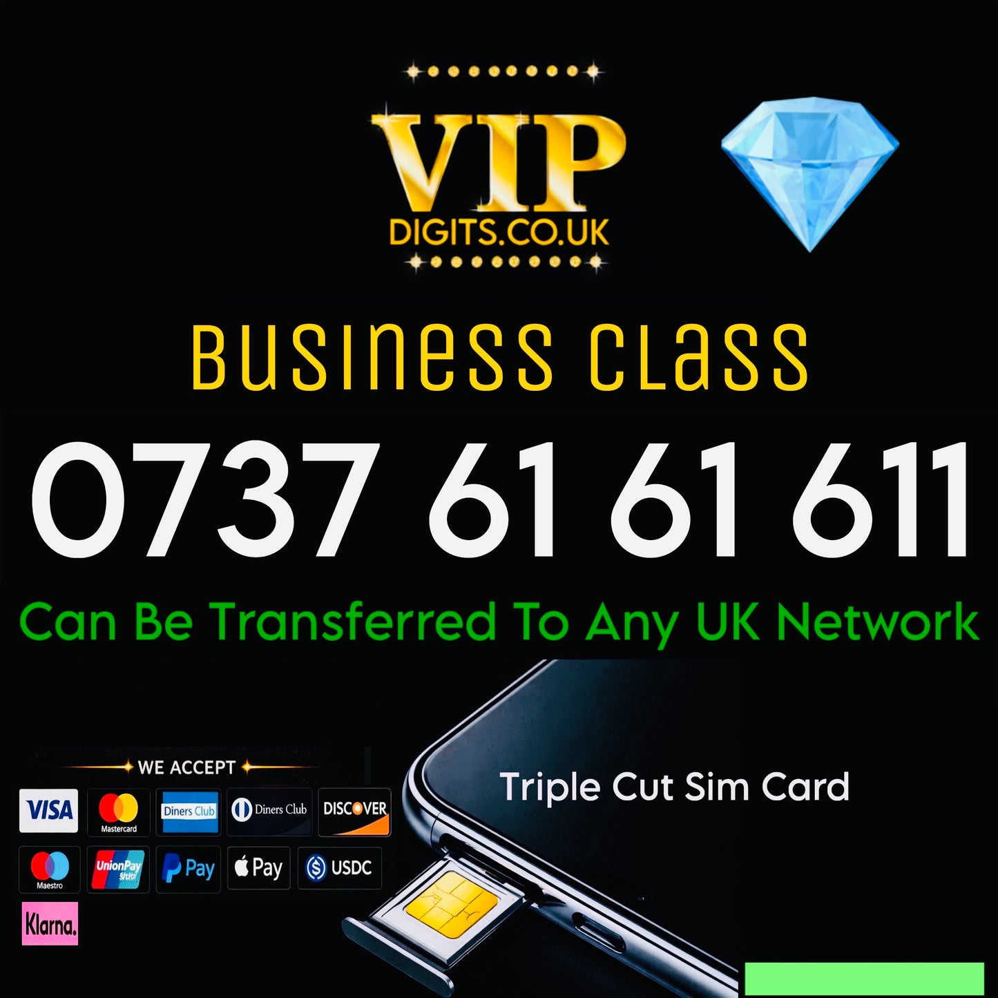 Premium Diamond Mobile Numbers – VIP & Special Fancy Numbers Gold | 0737 61 61 611