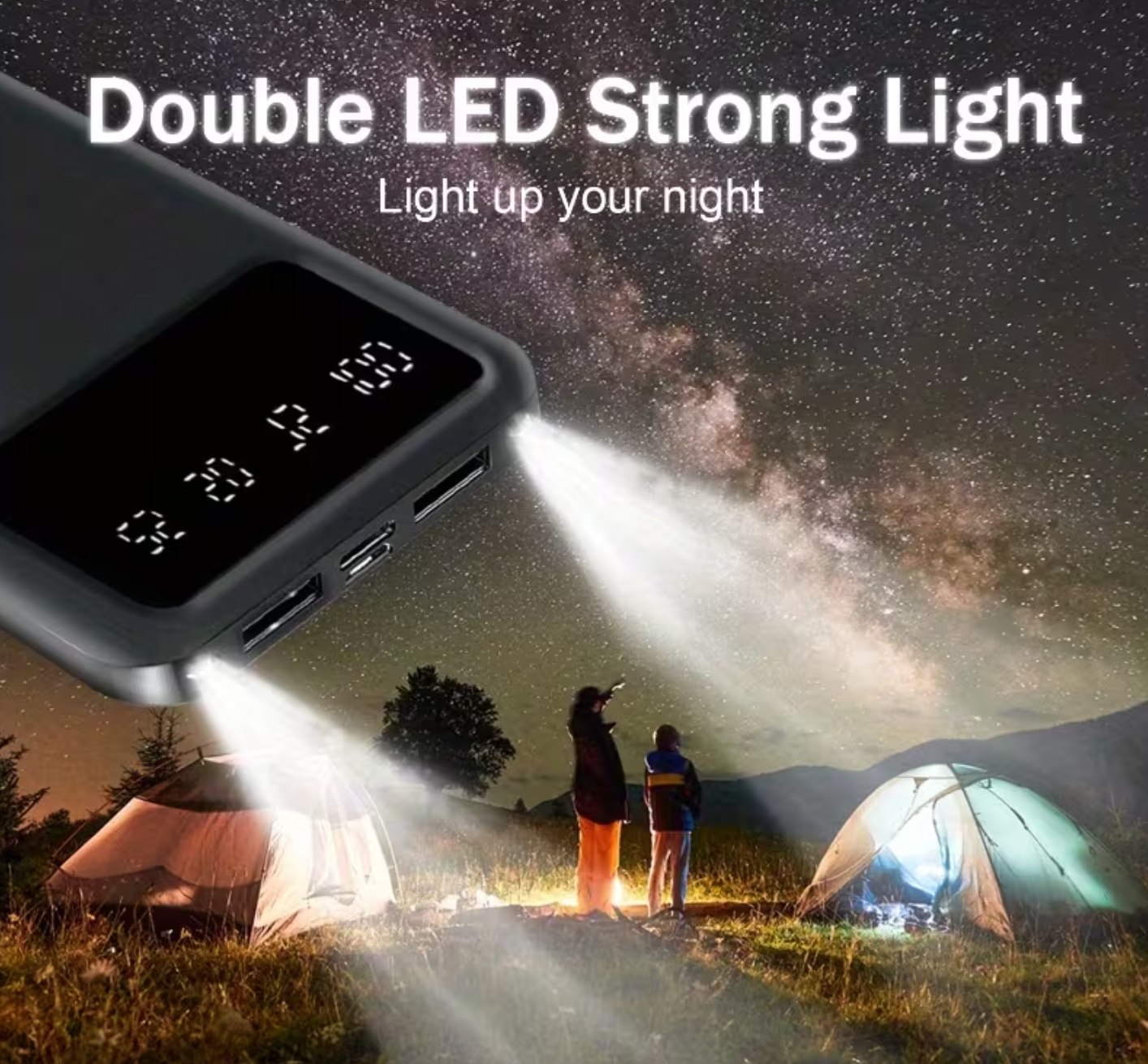 20000mAh Portable Power Bank – Fast Charging USB Charger with LED Display for Phones & Tablets