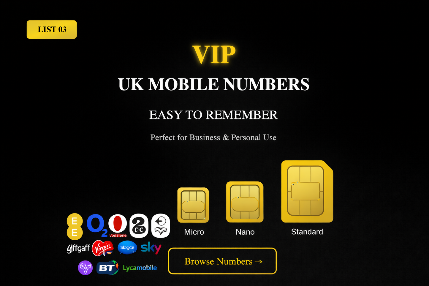 GOLD BUSINESS DIAMOND VIP PREMIUM EASY MEMORABLE MOBILE PHONE NUMBER LIST 3
