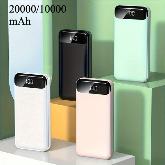 [Portable Power Bank] Portable Power Bank with a Capacity of 20000/10000Mah, Featuring 2 USB Outputs And a Type-C Input/Output, Ideal for Charging Mobile Devices, And Comes with an LED Display And Various Color Options