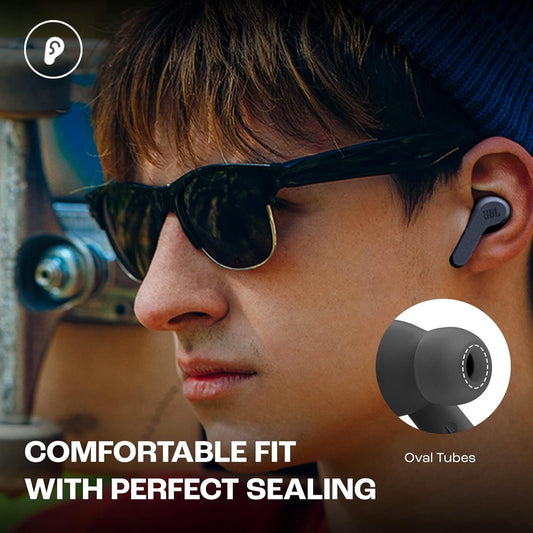 JBL Wave Beam In-Ear Wireless Earbuds with IP54 and IPX2 Waterproofing, Hands-Free Calling and 32-Hour Battery Life, Black/White