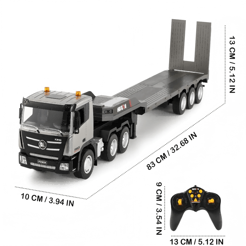 RC Semi Truck, Electric Remote Control Construction Truck Toy, 9-Channel Alloy Transport Vehicle, 1:24 Scale Dump Truck with Lights, Alloy Material, 2.4GHz Wireless, Toy Trucks, Kids Playtime, Realistic Design, Sturdy Construction, Trailer Model, Kids Gi