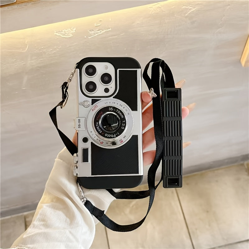 [Creative Retro Camera] Creative Retro Camera Phone Case | 3D Full Coverage with Detachable Strap | Compatible with iPhone 11 12 13 14 15 16 17 Series | Women Holiday Gift Idea