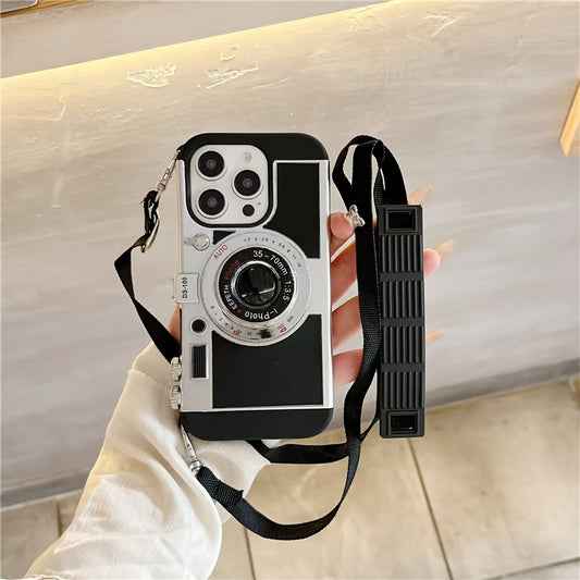[Creative Retro Camera] Creative Retro Camera Phone Case | 3D Full Coverage with Detachable Strap | Compatible with iPhone 11 12 13 14 15 16 17 Series | Women Holiday Gift Idea