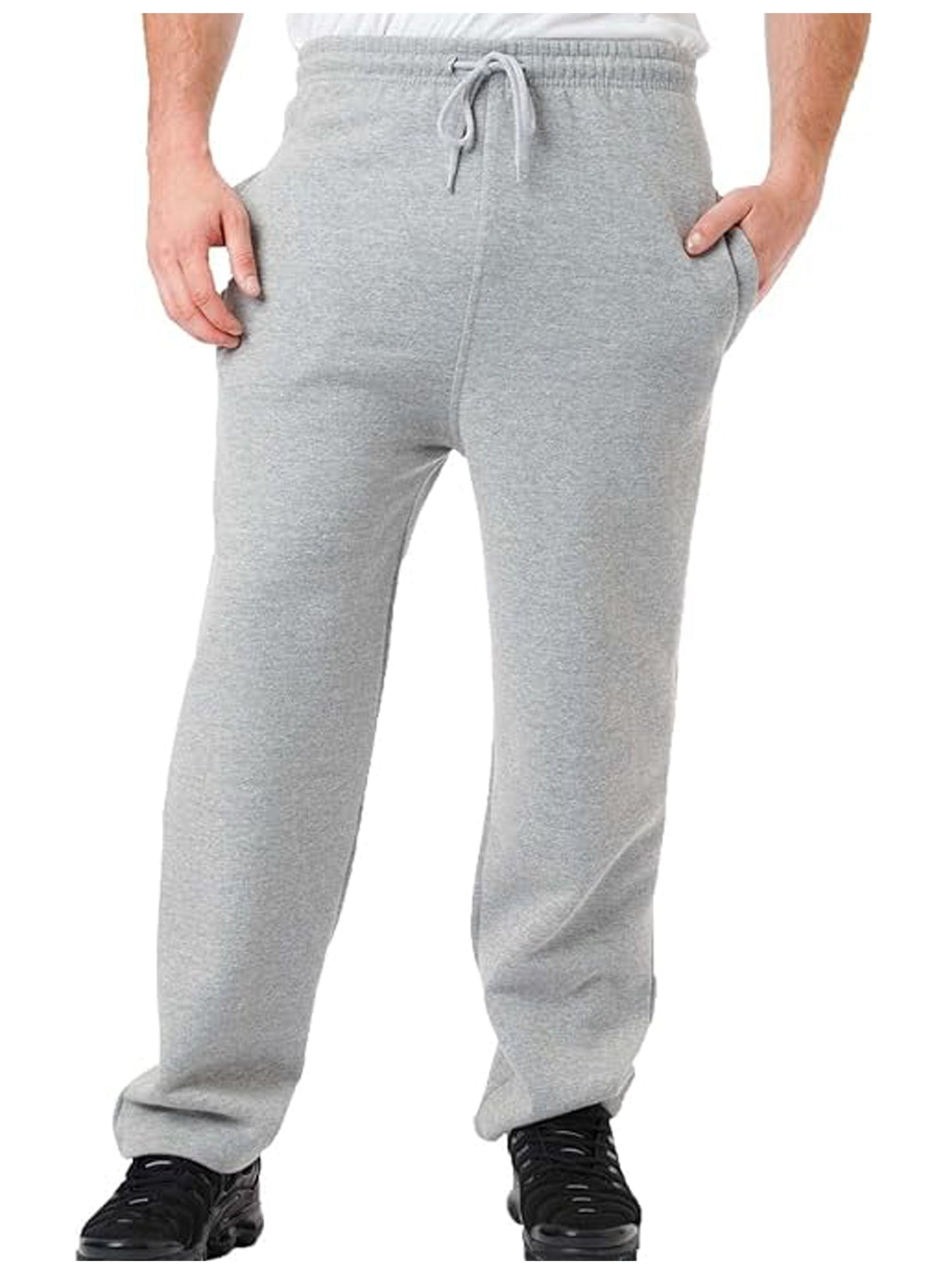 Mens Open Hem Joggers Fleece Trousers 290 GSM Sweatpants Winter Bottoms Lined Casual Track Pant Warm Jogging Zip Side Pockets, Premium Heavyweight Fleece Joggers, Brushed Fleece Inner, Elasticated Drawstring Waist, Gym And Outdoor Activities