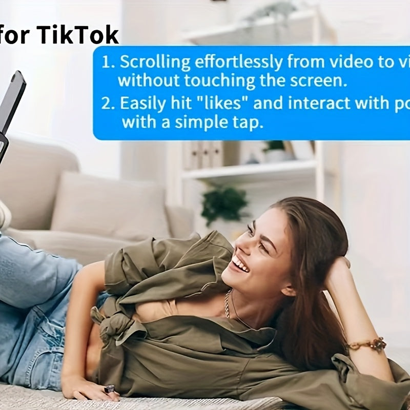 Wireless Remote Control with &, -like One-Touch Operation for TikTok, E-Books, Slideshows, Android/iOS Devices - Compatible with iPhone, iPad, Tablets, Smartphones (
