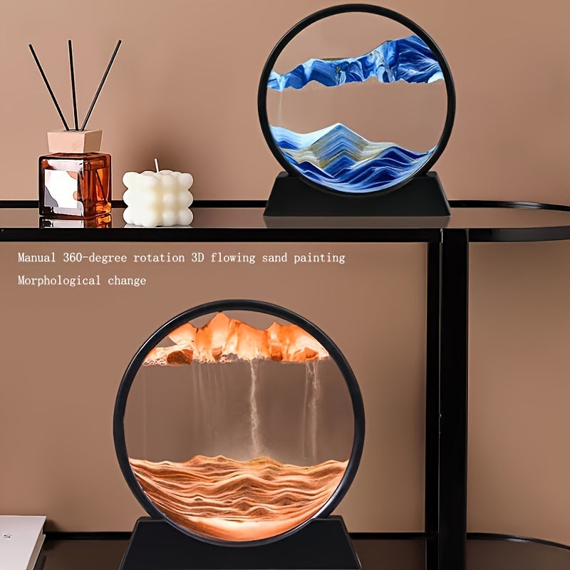 360 degree rotating 3D flowing sand painting: morphological changes - glass art decoration