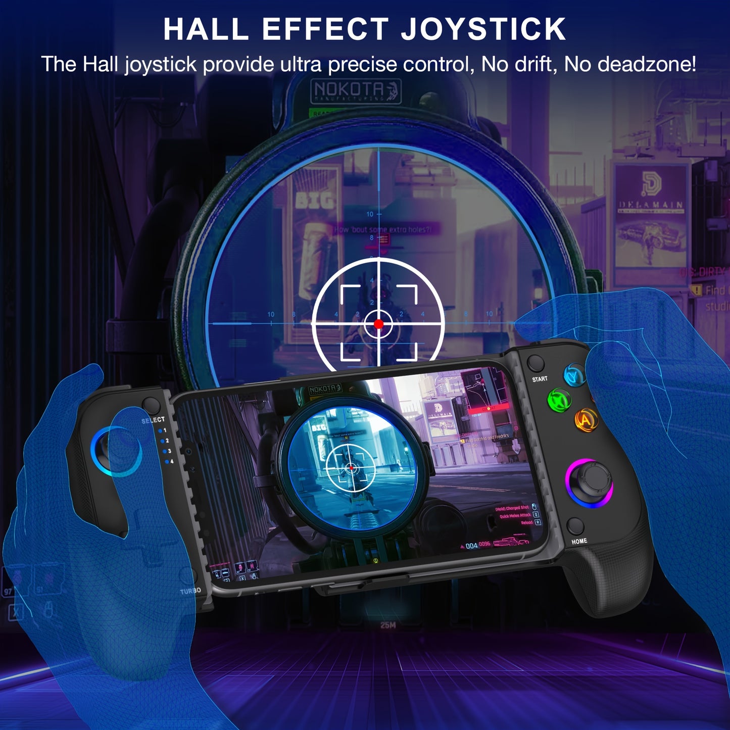 Wireless Game Controller, Suitable For iPhone/Android Phones, With RGB Light Effect