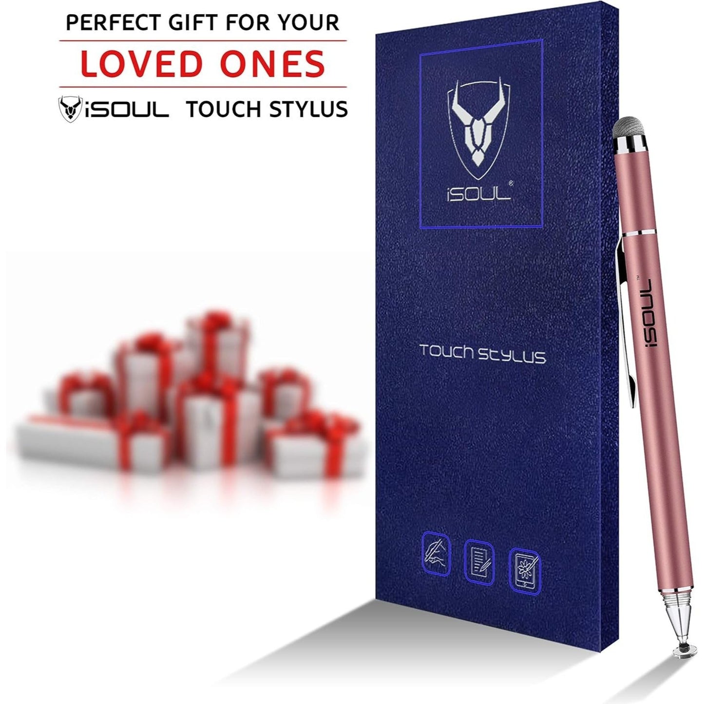iSOUL Fine Tip Stylus Pen Silver 2-in-1 Universal Capacitive Disc Stylus for Touch Screens Precision Writing & Drawing Pen