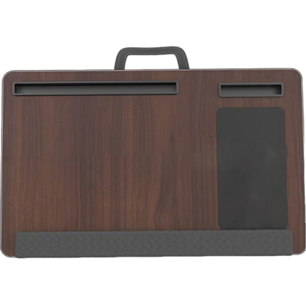 Wooden Laptop Tray for Sofa Bed, Lap Desk 55x34cm with Pillow Cushion, Portable Lapdesk with Handy Handle and Mouse Pad, Fits Up To 17.3" Laptop,with Portable Mini Device Stand for Dormitory, Room, and Home Office