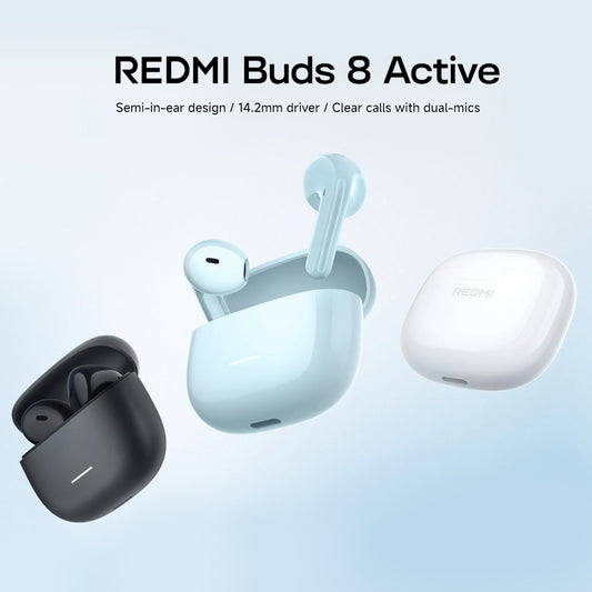 XIAOMI REDMI Buds 8 Active-TWS Bluetooth Earbuds Semi-in-ear, 14.2mm titanium-diaphragm driver with strong bass，Up to 37h Battery Life, Dual-device connection, 5 EQ settings, Bluetooth 5.4,IP54