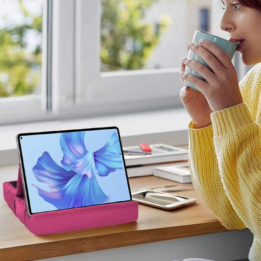 Tablet Pillow Holder, Adjustable Lap Tablet Stand Foldable Design with Deep Slot and Storage Pockets, Comfortable Use for Bed Sofa Desk Travel