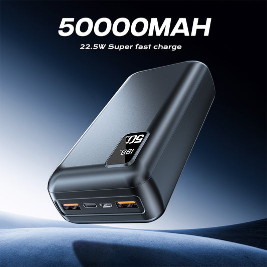50000 MAh External Battery Portable Charger, USB Power Bank 22.5W, PD3.0 Quick Charge Function, 3 Inputs Mobile Phone Charger Battery Compatible For IPhone, Samsung, Huawei, IPad Etc