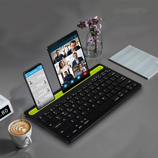 1pc Multi-Device Bluetooth Keyboard with Holder, Ultra-Slim Wireless Silent Keyboard, Dual Device Switching Technology for Laptop Tablets Phones, Portable Design for Office Home Travel Use