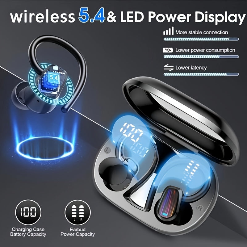 OYIB Wireless Sports Headphones, Wireless 5.3 With Cvc8.0 Noise Cancellation Microphone, 50 Hours Long Endurance Wireless Headphones, Wireless Headphones Black Mini, Sports Wireless Headphones